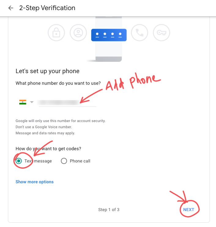 add security phone number